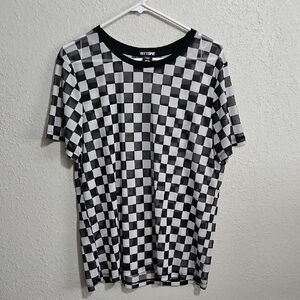 Black and White Checkered Mesh Shirt